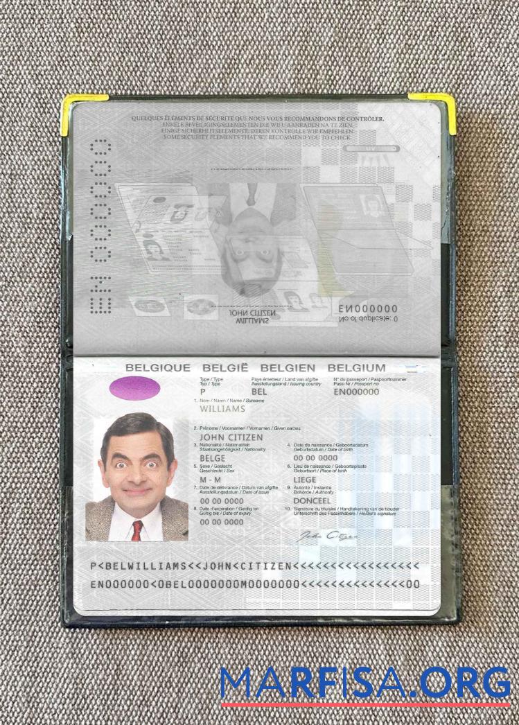 Printable Belgium passport version 2 (2017 present) photo look template